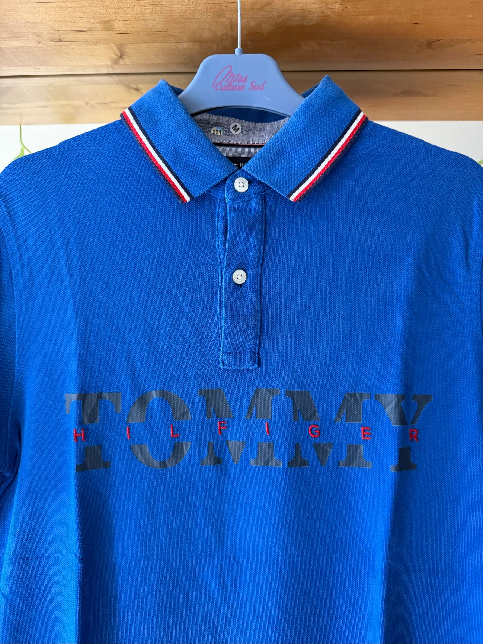 Polo Tommy Hilfiger Hombre M Custom Fit – Azul – Gran Logo – Vintage – Muy buen estado – photo 3